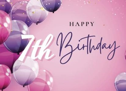 Happy 7th Birthday: Beautiful Purple Balloon Designs 7 Years Old Anniversary Guest Book | Congratulatory Message Book | Meaningful Gifts & Presents