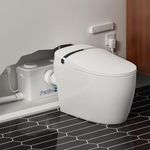 Smart Toilet with 750PRO Macerator Pump for Basement Upflush Macerating System, Tankless Bidet Toilet with Heated Dryer Warm Water, Remote Control, 3 Inlets Grinder Pump for Waste Water Disposal