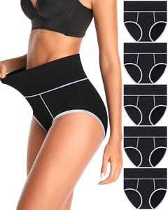 CULAYII High Waisted Womens Underwear Cotton Tummy Control Postpartum Underwear Full Coverage Soft Panties Briefs for Women, Multicolor I- 5pack, Large