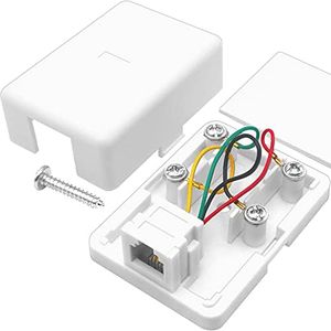 NECABLES Phone Jack Surface Mount Single Port Telephone Jack Box 4 Screw Terminals to 1 RJ11 6P4C Female White