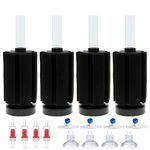 ALEGI 4pcs Small Aquarium Bio Sponge Filter with Suction Cups, Check Valves for 5 Gal, 10 Gal, 20 Gal Breeding Fry Betta Shrimp Fish Tank (Up to 20 Gallon 4 Pcs (Cylinder))