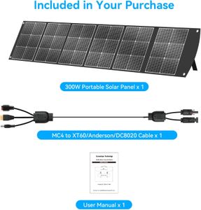Ecosonique 300W Portable Solar Panel – Foldable Suitcase with Kickstands, Multi-Output for Power Stations, RVs, Camping
