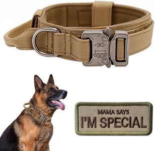 Tactical Dog Collar with Handle - Military Dog Collars Adjustable Training Collar Soft Nylon Dog Collar and Heavy Duty Metal Buckle for Medium Large Dogs - with Patch