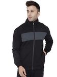 CHKOKKO Men's Fleece Hooded Neck Jacket (SPMJKT162ANTLGYBLKXL_Anthra Grey Black 162_XL)