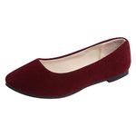 Women's Low Heel Pointed Toe Flat Shoes Comfortable Flat Shoes Casual Soft One Foot Stirrup Elegant Suede Flat Shoes Wine 6