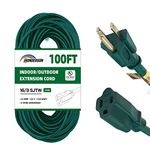 HONDERSON 100FT Outdoor Extension Cord-16/3 SJTW Durable Green Extension Cable with 3 Prong Grounded Plug for Safety,Great for Outside Christmas Decorations