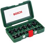 Bosch 2607019468 15-Piece Carbide Router Bit Set (for Wood, 1/4-Inch Shank, Accessories for Routers), Silver/Black