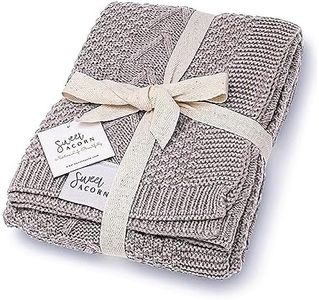Sweet Acorn Knit Baby Blanket in Cable Pattern, Organic Cotton Blankets for Crib or Stroller, Receiving Blankets - Fog Grey