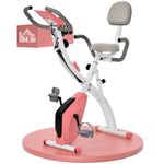 HOMCOM 3-in-1 Folding Exercise Bike, Foldable Stationary Bike with 8-Level Adjustable Magnetic Resistance, Resistance Bands, Adjustable Seat, Pulse Sensor, LCD Monitor and Wheels, Pink