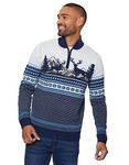 NOROZE Men's Christmas Jumper Novelty Fair Isle Sweater Chunky Knit Xmas Jumpers for Women Unisex Pullover (XL, Stag Navy)