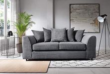 Abakus Direct 3 Seater Sofa with Thick Luxury Deep Filled Cushioning | Opulent Jumbo Cord Three Seater Sofas for Living Room | Contemporary Furniture in Elegant Grey | 180Wx89Dx90H