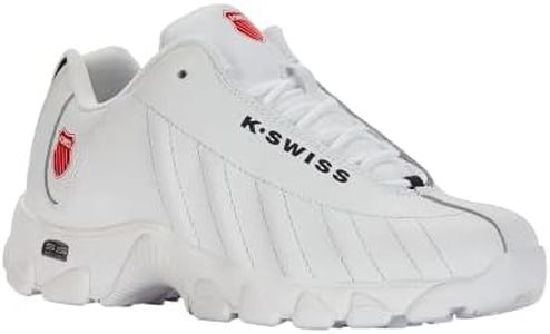 K-Swiss Kid's ST329 Sneaker, White/Navy/Red, 11 M