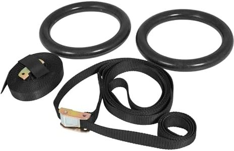 GORILLA SPORTS® Gymnastics Rings – 2 x Straps and 2 x Training Rings 23 cm, Maximum Load 200 kg, Adjustable Buckles Straps, Plastic or Wood – Olympic Gymnastics Rings, Gym Rings, Fitness Rings,