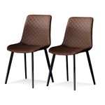 Seonyou Brown Dining Chairs Set of 2 with Metal Legs, Faux Leather Modern Kitchen Dining Room Chairs