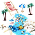 Aolso Beach Micro Landscape, Pack of 12 Miniature Decoration Mini Beach Decorations, Mini Beach Chair Small Palm Tree Seashell Lighthouse Boat Decorative accessories