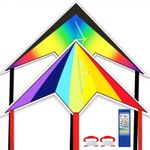 Ynanimery 2 Pack Rainbow Kites for Kids and Adults,Kids Kite Easy to Fly for Beach Trip, Family Backyard Parties Kites & Flying Toys for 3 4-8 Years Boys Girls Beginners (Delta Wing Kite)