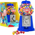 8.5" Gumball Machine with 85 Gumballs - Coin-Operated, Double Bubble Gum Dispenser Bank Toy for Kids