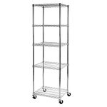 Seville Classics UltraDurable Heavy-Duty NSF Solid Steel Wire Shelving with Wheels, 5-Tier, Chrome, 61 x 45,7 x 182,8 cm (LxWxH)