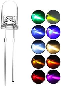 DiCUNO 200pcs 5mm Light Emitting Diodes LED Lamp Assorted Diffused Kit Box 10 Colors Red/Pink/Yellow/Orange/White/Warm White/Blue/UV/Green/Chartreuse (10 colors x 20pcs)