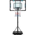 Yaheetech Outdoor Basketball Hoop Portable Basketball Stand Adjustable Height 182cm-212cm Basketball Net Set System, with 2 Wheels & 32inch PVC Backboard