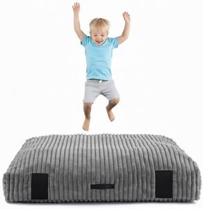 Givjoy Crash Pad for Kids Sensory Room, Extra Thick Foam Crash Mat with Washable Removable Cover, Non-Slip Play Mat with Handle for Calming Corner, Gym, Play Room, Living Room (Plush Grey,60"x60")
