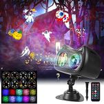 Christmas Halloween Projector Lights Outdoor Holiday, 18 HD Effects (3D Ocean Wave & Patterns) Waterproof with RF Remote Control Timer for Indoor Holiday Party Home Garden Decorations