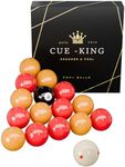 Cue-King Premium Pool Balls Complete Set Grade AA, 2” 16 Pool Ball Set with 1-7/8" Dotted Object Ball, Red and Yellow Pool Balls for Pool Table, Premium Quality