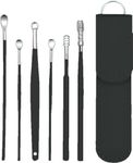 Ear Wax Removal Tool, Ear Cleaner: 6 Pcs Portable Ear Pick Set - Ear Wax Remover with Stainless Steel 360° Spiral Ear Massage Cleaning Kit for Adults Kids-Ear Scope for Adults Kids with Storage Box-(Black)