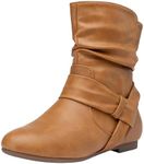 Vepose Women's 939A Flat Fashion Slouch Boots Ankle Booties,Camel,Size 6.5M US-with Zipper(CJY939A camelpu 06.5)