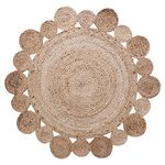 Kuber Industries Hand Woven Carpet Rugs | Natural Braided Jute Door mat | Multi Round Circle Mat for Bedroom, Living Room, Dining Room, Yoga | 66x66 cm | Brown