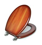 Adshank Toilet Seat Cover with Non Soft Close hinges | Light Oak effect shade/color | Suitable to Conventional Regular EWC commode toilet | Model : AI 2016E 010 PBn |