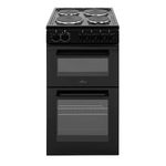 Willow WE50TSB 62L Freestanding Electric Cooker, 50cm Wide Twin Cavity Cooker with Solid 4 Plate Hob, 31L Capacity Grill Cavity, 2 Year Warranty - Black