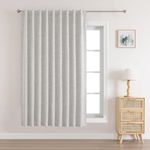 Joydeco Natural Linen Curtains 84 inch Length 1 Panel Set Burg 100% Blackout Patio Door Curtain Room Darkening Sliding Door Curtains Thermal Insulated Back tab Rod Pocket(100x84inch,Greyish White)