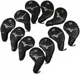 Mizuno Golf Premium PU Easy-Fit Tour Iron Headcovers Set of 11 (3-PW,GW,SW,LW) Black