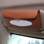 Automaze PU Leather Car Sun Visor Back-Seat Door Pocket Tissue Napkin Box Holder, Interior Car Accessories (Brown, Sun Visor Type)