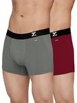 XYXX Men's Cotton Trunks (Pack of 2) (XYTRNK2PCKN409L_Dark Maroon + Frost Grey_L)