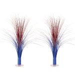 Beistle 2 Piece Plastic Metallic Spray Centerpieces for Patriotic Decorations, 4th of July Tableware, USA Labor Day Party Supplies, 19", Red/Silver/Blue