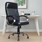 MRC Diamond High Back Leatherette Swivel Office Revolving Chair with Strong Chrome Stand and Heavy Tilting Mechanism (Black)