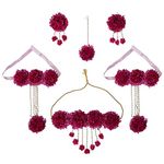 Sanvatsar Rose Red Fabric Glorious Bridal Jewellery Set for Women