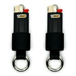 Mini BIC Keychain Lighter Holder - Lightweight BIC Lighter Case for Hiking, Camping & More | Lighter Not Included (Black - 2 Pack)