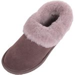 SNUGRUGS Womens Genuine Full Sheepskin Boot Slipper with Thick Sheepskin Cuff - Truffle - UK 6