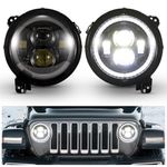 Kiwi Master LED Headlights for 2020-2024 Gladiator JT, 2018-2024 Wrangler JL/4xe Accessories Halo DRL 9 Inch Round Headlight with Daytime Running Lights