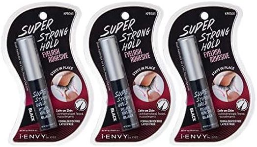 iENVY by KISS Super Strong Hold Eyelash Adhesive Black (3 Pack) Brush On Latex Free 0.176oz