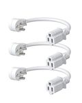 DEWENWILS Extension Cord 1 FT, Flat Plug 3 Prong Short Extension Cords, 16 Gauge Heavy Duty, Indoor SJT Power Cord, White, ETL Listed, 3 Pack