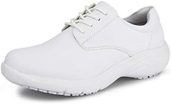 Hawkwell Women's Slip Resistant Lightweight Nursing Shoes Comfortable Lace Up Work Shoes,White Synthetic,9 M US