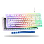 XVX K87 Pro TKL Keyboard, Hot Swappable Keyboard with Pudding Keycaps, Gateron Switch RGB Backlit Gaming Keyboard for PC PS4 Xbox(Pudding, Brown Switch)