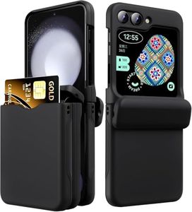 RUNGOS for Samsung Z Flip 5 Case with Hidden Card Holder [Automatic Folding Hinge Protection] [1-2 Card Slot] Skin Feel for Samsung Galaxy Z Flip 5 Case, 10Ft Drop Tested Full Body Protection Cover