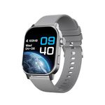 CULTSPORT Newly Launched Ace X 1.96" AMOLED Smartwatch, Premium Metallic Build Smartwatch, Always On Display, Bluetooth Calling, Live Cricket Score,Functional Crown(Grey Silicone)