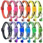 Nearasu 12 Pack Cat Collars Reflective Safety Quick Release Buckle Cat Collar for Cat Kitten Pet Breakaway With Bell Adjustable Large Hi Vis 20-34cm For All Domestic Cats Male Female (Multi-colored)