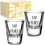 Onebttl Engagement Gifts for Couples, Unique Newly Engaged Gifts, Shot Glass Set, Fiance Fiancee Gifts for Future Mr & Mrs,1.5 oz (45 ml) - Yup Finally Proposed/Engaged